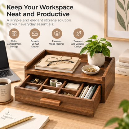 Wooden Drawer Desk Organizer