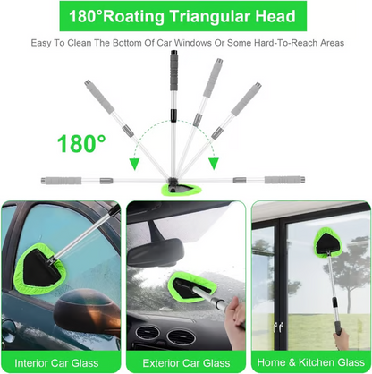 9-Piece Windshield Cleaning Kit – Extendable Handle & 180° Swivel Head
