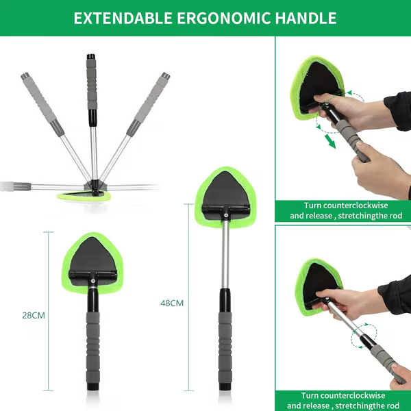 9-Piece Windshield Cleaning Kit – Extendable Handle & 180° Swivel Head