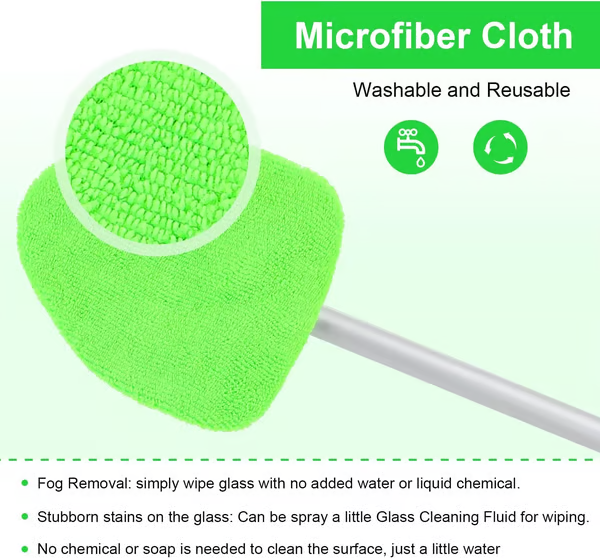 9-Piece Windshield Cleaning Kit – Extendable Handle & 180° Swivel Head