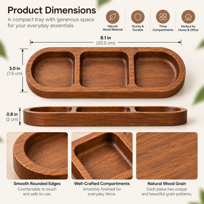 Wooden Compartment Valet Tray