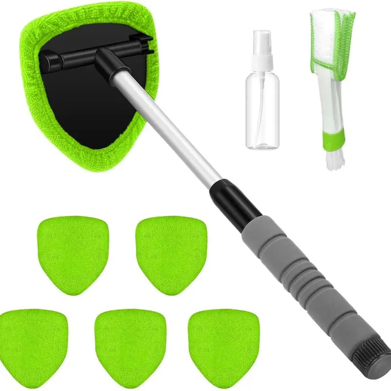 9-Piece Windshield Cleaning Kit – Extendable Handle & 180° Swivel Head