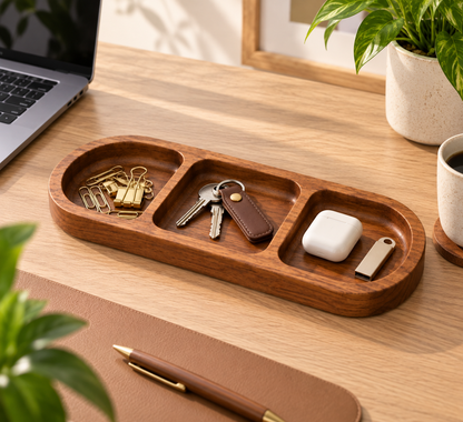 Wooden Compartment Valet Tray