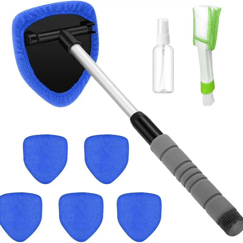 9-Piece Windshield Cleaning Kit – Extendable Handle & 180° Swivel Head