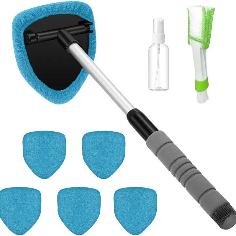 9-Piece Windshield Cleaning Kit – Extendable Handle & 180° Swivel Head
