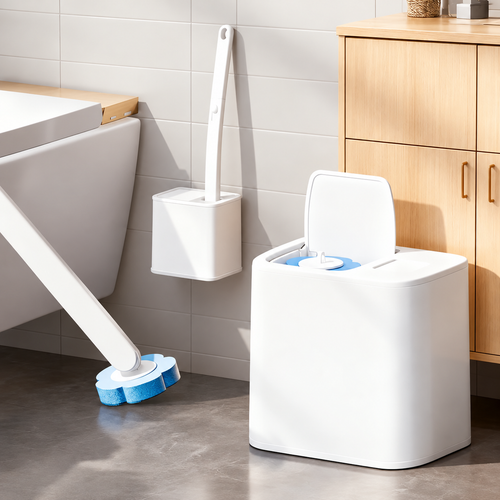 🧊Disposable Toilet Brush Set – with Built-In Cleaner & 24 Refills
