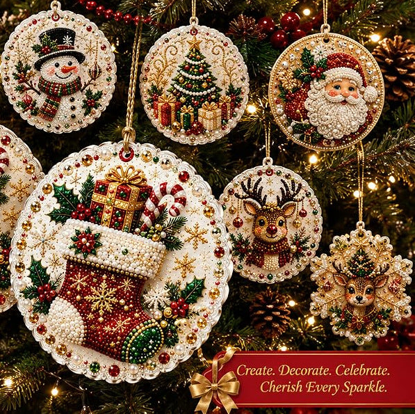 ⏳ LAST DAY: 50% OFF 🔥 6-Piece DIY Diamond Painting Christmas Ornament Kit