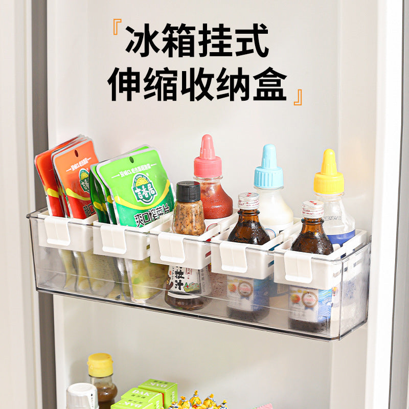 Expandable Hanging Fridge Organizer Bin for Small Packets & Jars