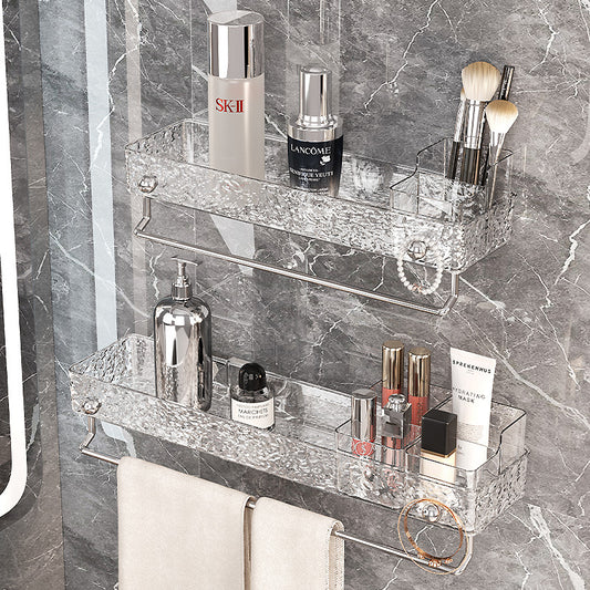 Clear Ripple Adhesive Shelf Rail – Wall-Mounted Luxury Bathroom & Cosmetic Caddy