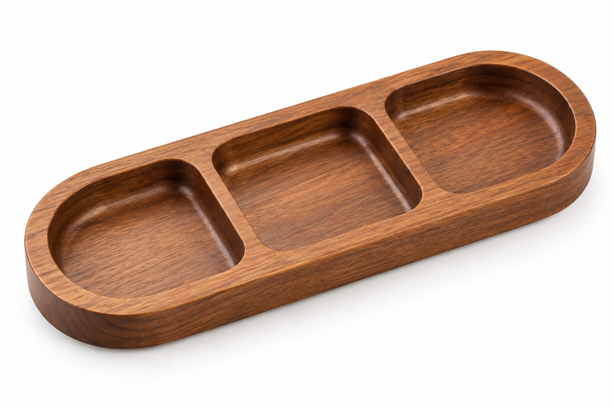 Wooden Compartment Valet Tray
