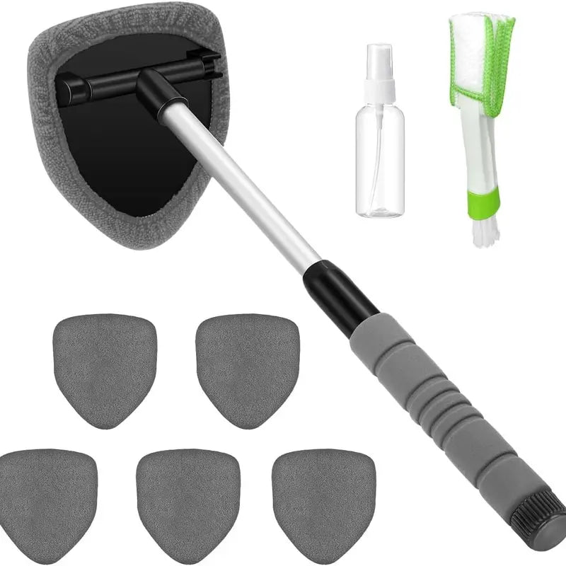 9-Piece Windshield Cleaning Kit – Extendable Handle & 180° Swivel Head